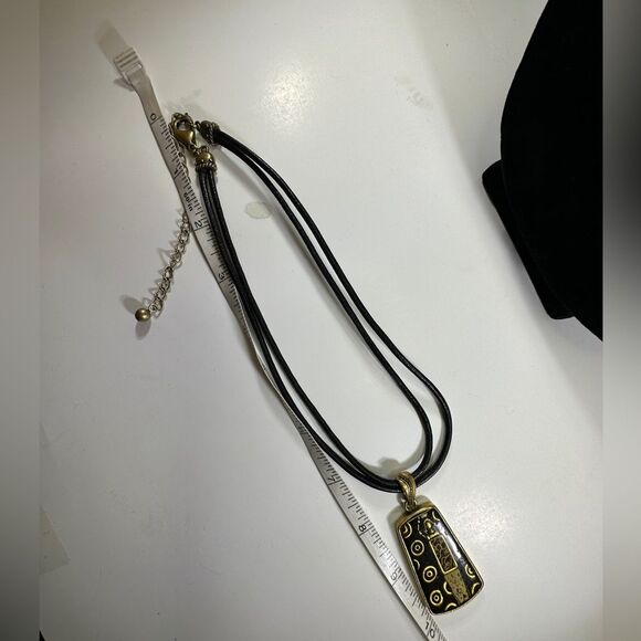 Chico's Leather Cord Necklace Egyptian Style Pendant - Picture 4 of 5